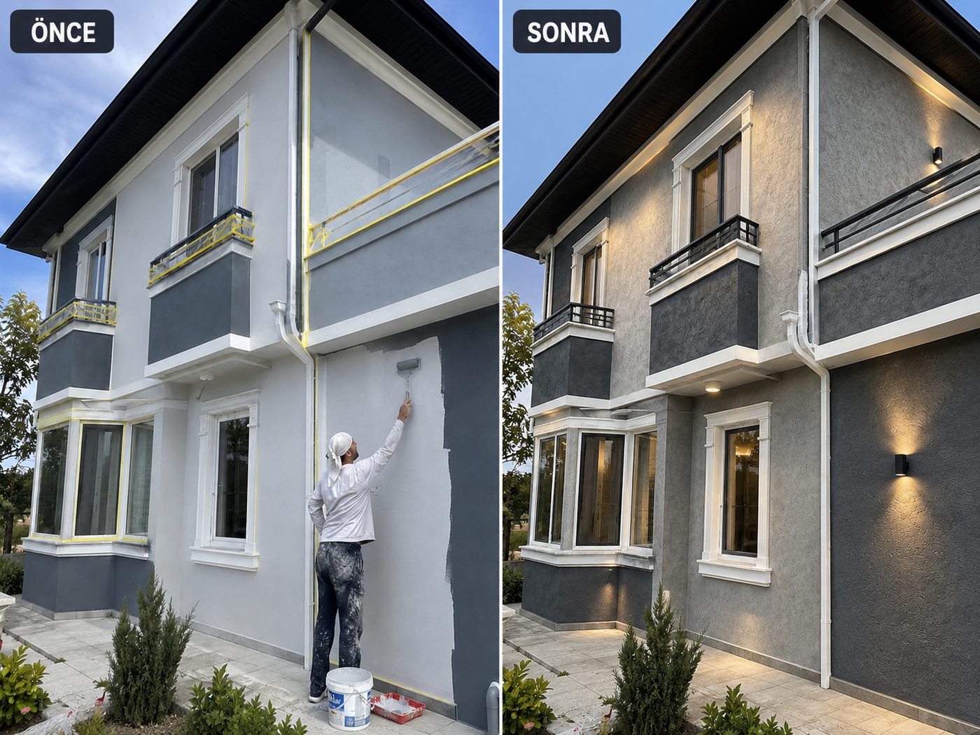 Özdere dış cephe boya öncesi ve sonrası